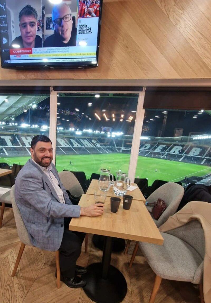Derby County Football Club hospitality Ateeq Naseem